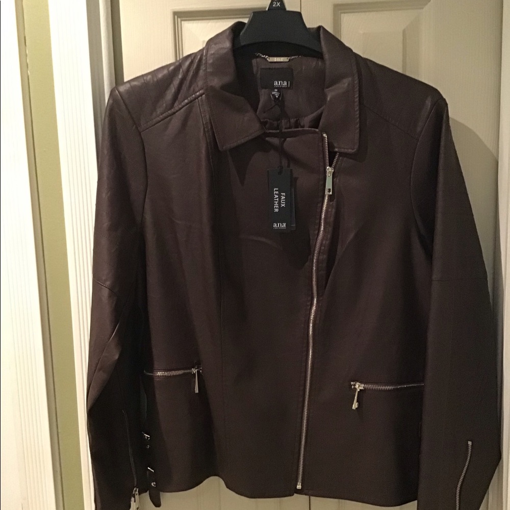 BROWN WOMEN FAUX LEATHER JACKET